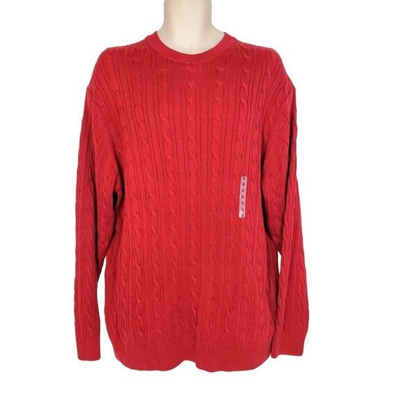 Mens RoundTree & Yorke Red XL Cable Sweater - Picture 1 of 8